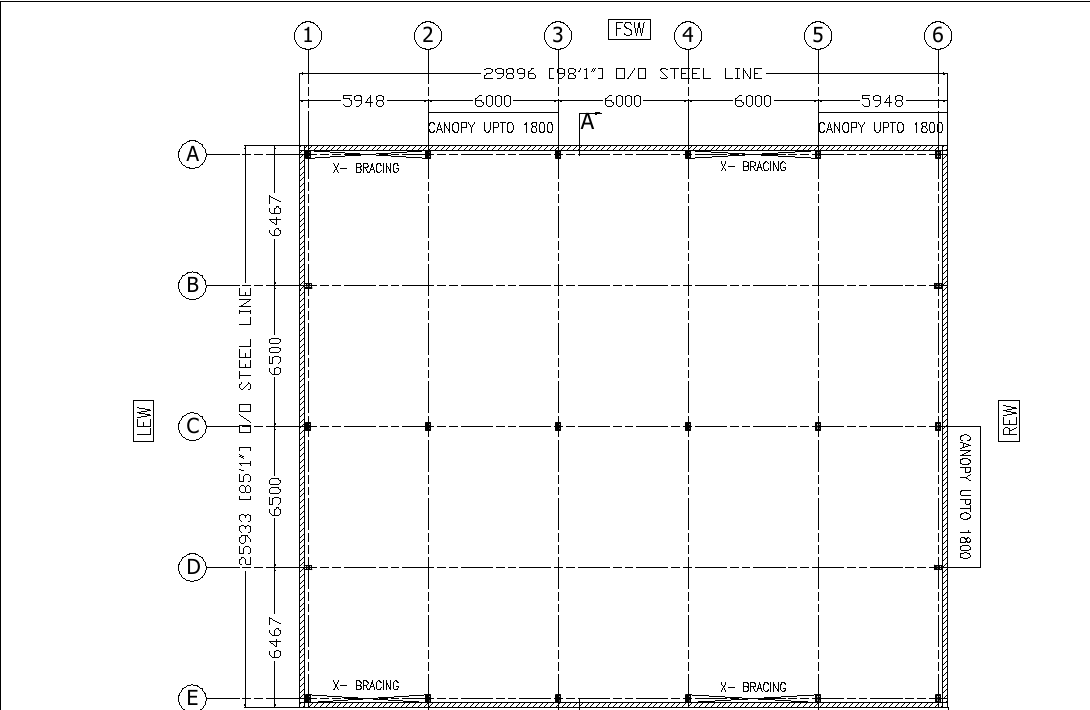 Anonymised warehouse steel-frame plan