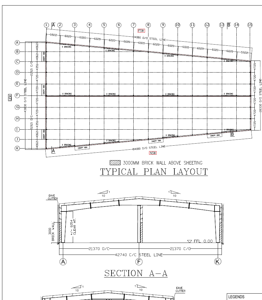 Project drawing for Padmanabha Cement Industrial Shed