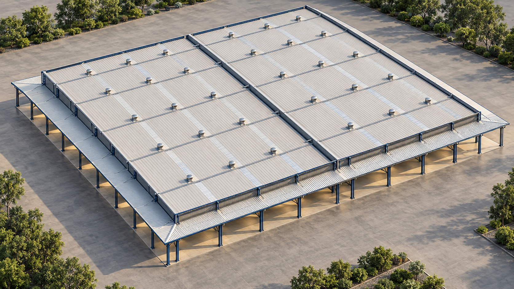 Architectural presentation visual for Rajeshwar Market Shed